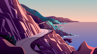 Mountain road ocean cliff process - brazier free wallpaper for desktop