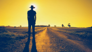 Man silhouette sunset field hat - albert namatjira free wallpaper