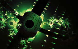 Green black abstract circular hole - geometric abstract art free wallpaper for desktop