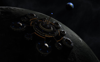 Moon station blue planet eve - a blue planet in the background free wallpaper