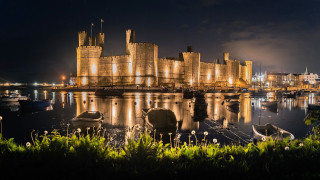 Castle bridge water night cityscape 2 - medieval free wallpaper