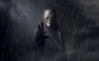 Man hooded mask rain lightning - dirk crabeth free wallpaper