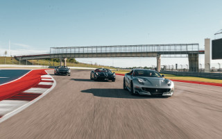 Race track cars bridge sky - two car free wallpaper