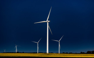 Wind turbines field blue sky - evariste vital luminai free wallpaper