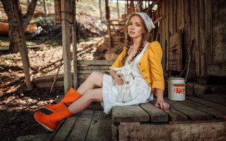 Woman yellow jacket white dress - white dress free wallpaper