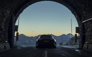 Car tunnel mountains sunset futurism - a tunnel free wallpaper for desktop