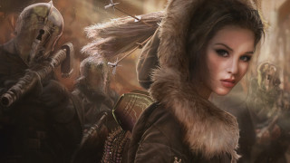 Woman fur coat zombies cave - a group of zombies free wallpaper