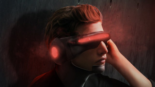 Man virtual glasses dark room - a pair free wallpaper for desktop