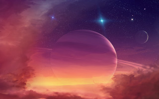 Planet star clouds space aurora - a star in the background free wallpaper