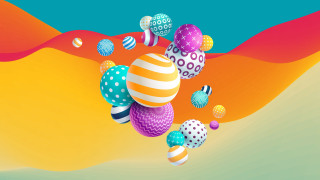 Floating balls desert surreal colorful - a bunch of balls free wallpaper for desktop