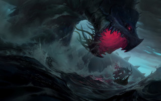 Dragon red eye water boat - bayard wu free wallpaper