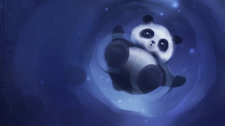 Panda floating starry sky aurora - the sky behind free wallpaper