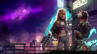 Cyberpunk two furry cat girls - cyberpunk city free wallpaper