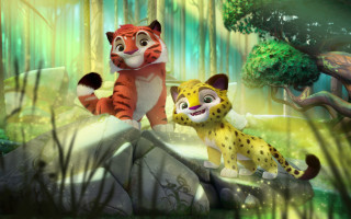 Cartoon tiger tigercub forest bamboo - cedric seaut keos masons free wallpaper