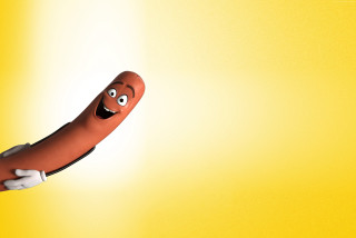 Cartoon hot dog happy yellow - a white glove free wallpaper