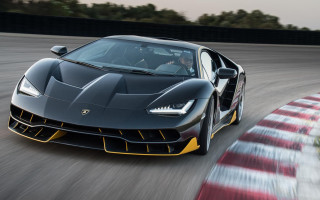 Black yellow sports car driving - vector free wallpaper for desktop