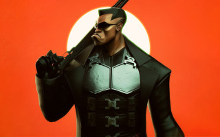 Man suit gun moon red - a full moon behind free wallpaper