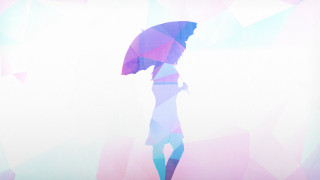 Woman umbrella pink blue pattern - surreal design free wallpaper for desktop