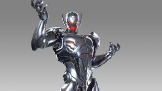 Robot armor glowing gradient helmet - half robot free wallpaper