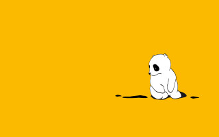 White polar bear yellow background - a black outline free wallpaper