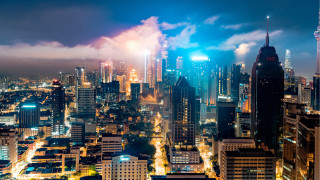 City skyline fireworks night lights 2 - tall free wallpaper