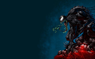 Black alien red heart blue - spooky free wallpaper