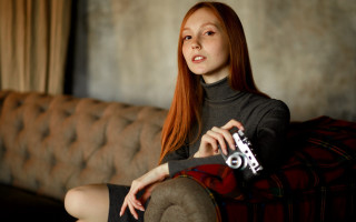 Woman sitting camera smile blurry - anka zhuravleva free wallpaper