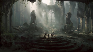 Ruined building statue people doorway - the doorway free wallpaper