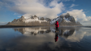 Beach mountain snow water sunset - david annand free wallpaper for desktop