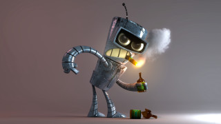 Robot bottle lighter smoking 3d - robot free wallpaper for desktop