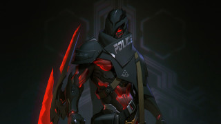 Futuristic suit sword glowing red - a character free wallpaper