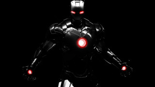 Robot red eyes black background - half robot free wallpaper
