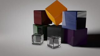 Colored boxes gradient 3d render - colored free wallpaper