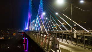 Bridge city lights night skyline - temporary free wallpaper