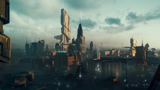 Futuristic cityscape retrofuturism mattepainting cedricpeyravernay - cedric peyravernay free wallpaper