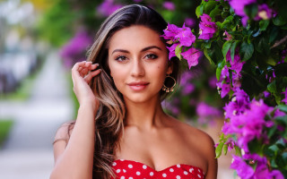 Araceli gilbert polka dot dress - purple flower free wallpaper for desktop