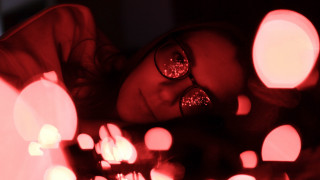 Woman glasses laying hologram lights - elsa bleda free wallpaper
