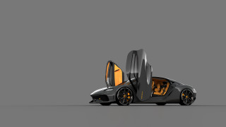Futuristic car open doors reflection - a futuristic car free wallpaper for desktop