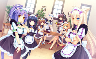 Anime girls table room windows - a group of anime girls sitting free wallpaper for desktop