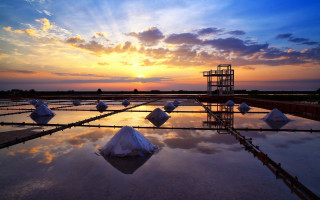 Large pool icebergs sunset beautiful - ding guanpeng free wallpaper for desktop