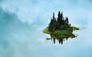 Small island trees lake clouds - a small island free wallpaper