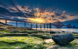 Bridge water rock cityscape sunset - a bridge over a body of water free wallpaper