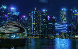 City skyline boat night futurism - futurism free wallpaper for desktop