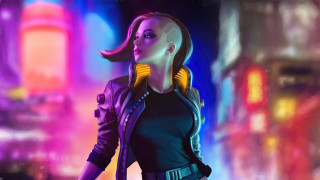 Woman black top yellow earrings - cyberpunk style free wallpaper