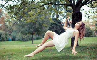 Woman white dress park surreal - brooke shaden free wallpaper