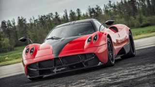 Red black sports car road - a cloudy day free wallpaper