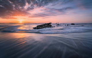 Boat shore sunset water mountain - anthony s waters free wallpaper