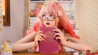 Pink hair glasses reading cosplay - cosplay free wallpaper for desktop