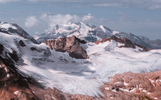 Mountain range snow clouds blue - the distance free wallpaper