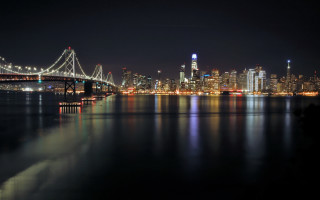 City skyline night bridge river 28 - free city wallpaper for desktop